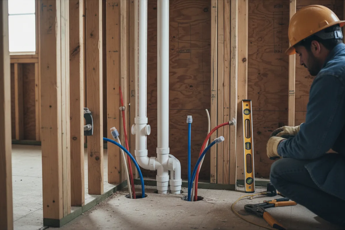 Drain and supply rough-in during Drain Cleaning in Mount Carmel